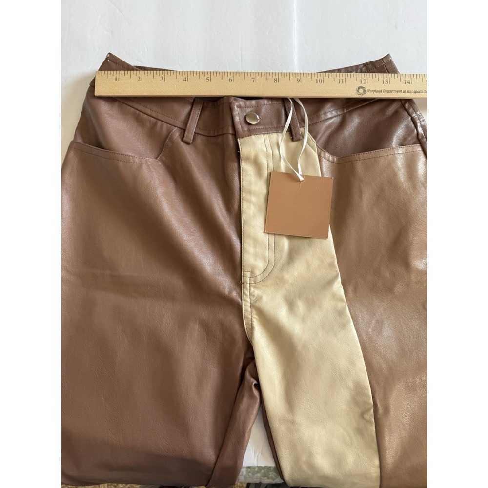 Vintage NWT Bailey Rose Faux Leather Pants Sz M Brown Baggy - Picture 6 of 7